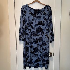J.jill Wearever Pleat-back A-Line Dress In Blue Heron Sz. L. NWT
